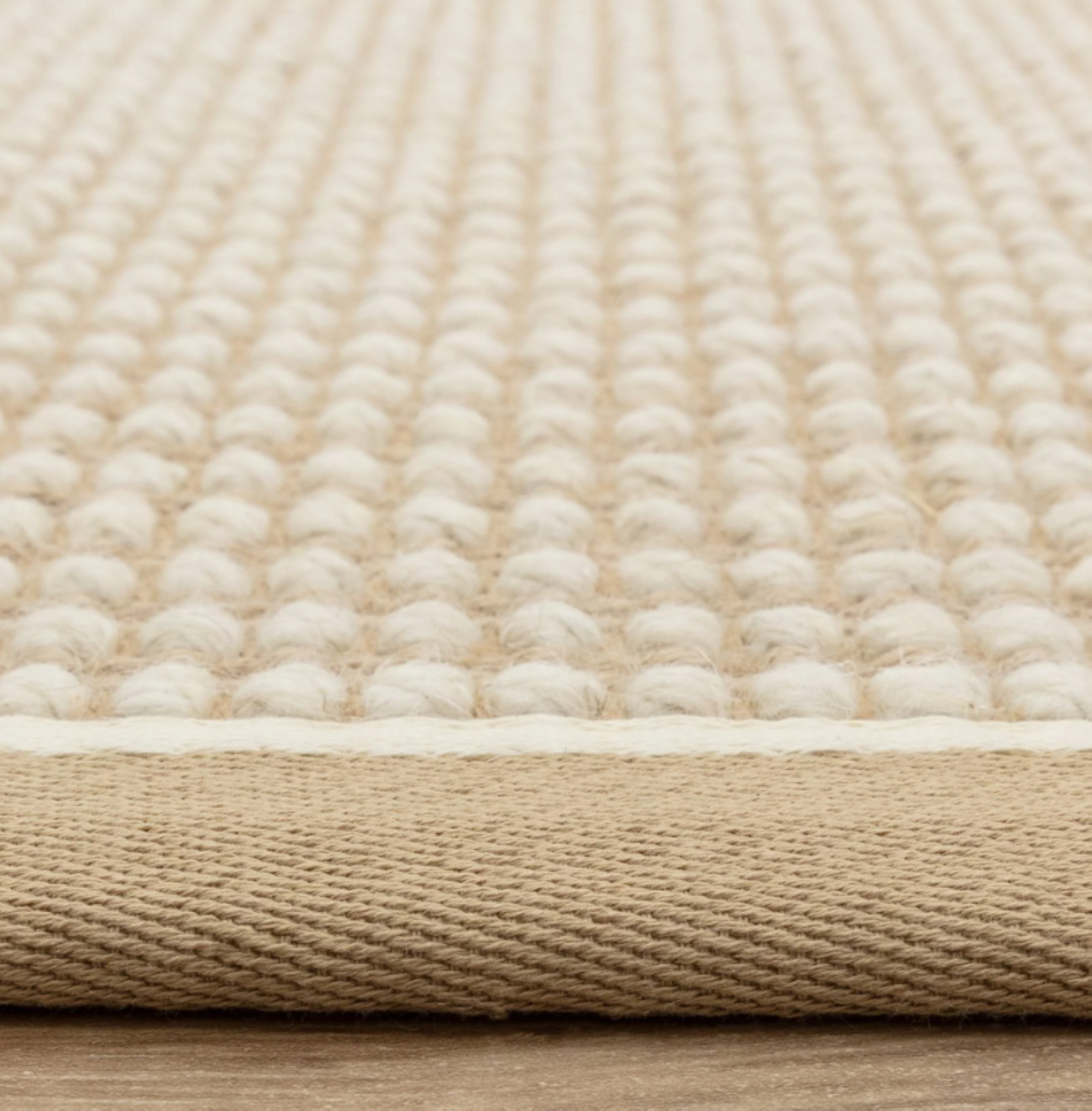 Alfombra moderna para sala de estar ROKA en lana y yute