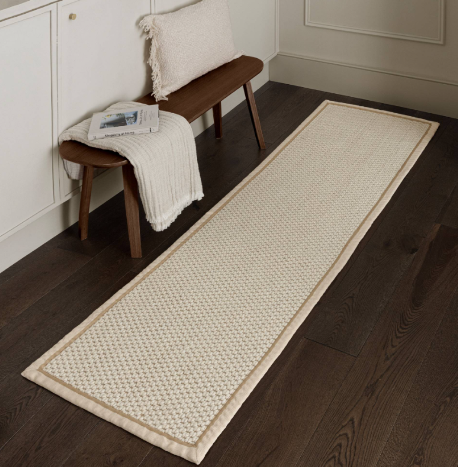 Alfombra moderna para sala de estar ROKA en lana y yute