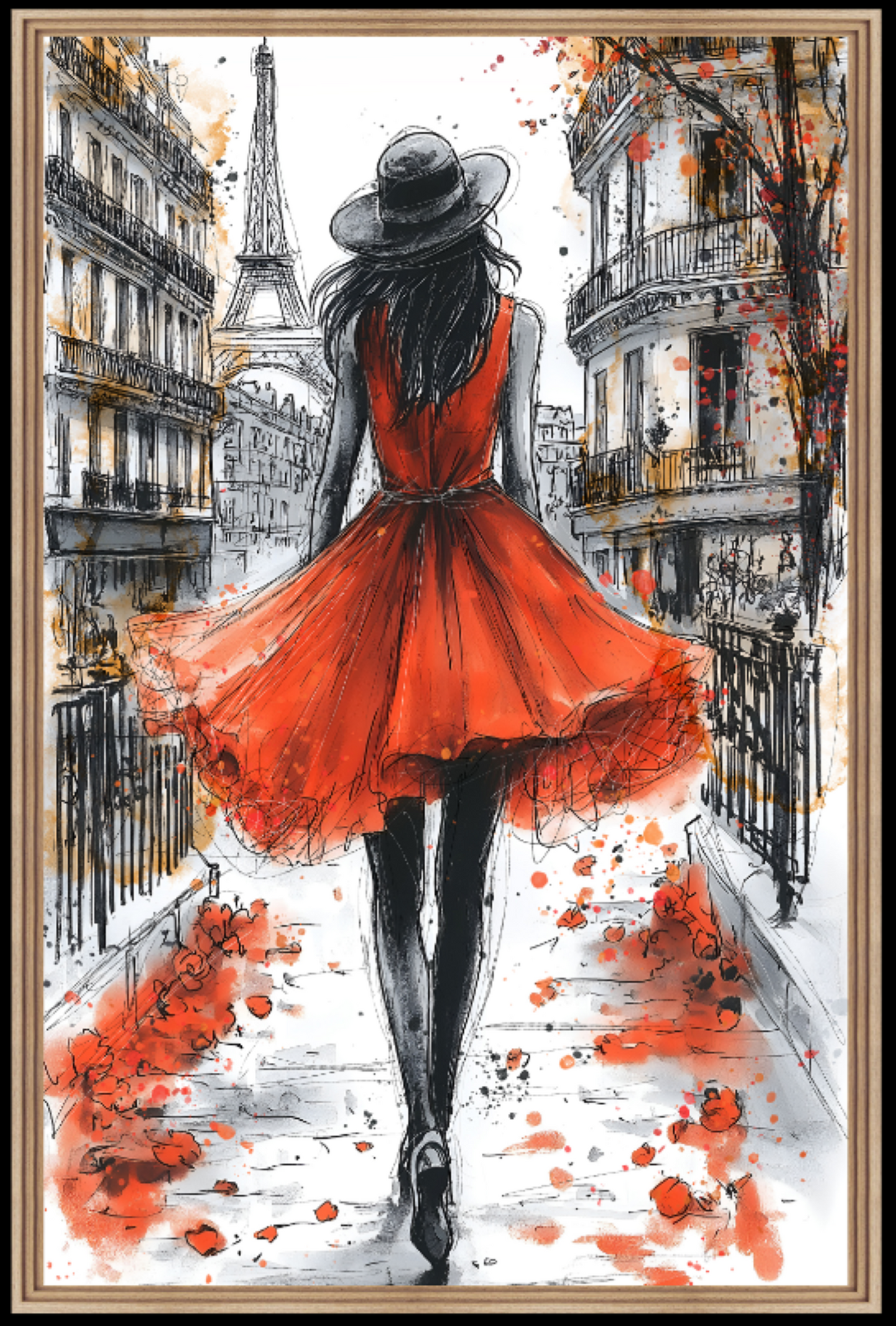 Cuadro con marco de madera LA PARISIENNE