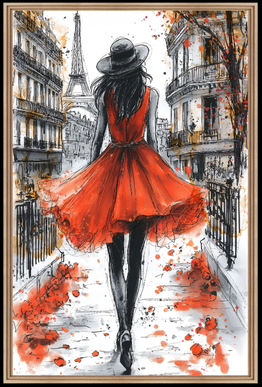 Wooden framed painting LA PARISIENNE 