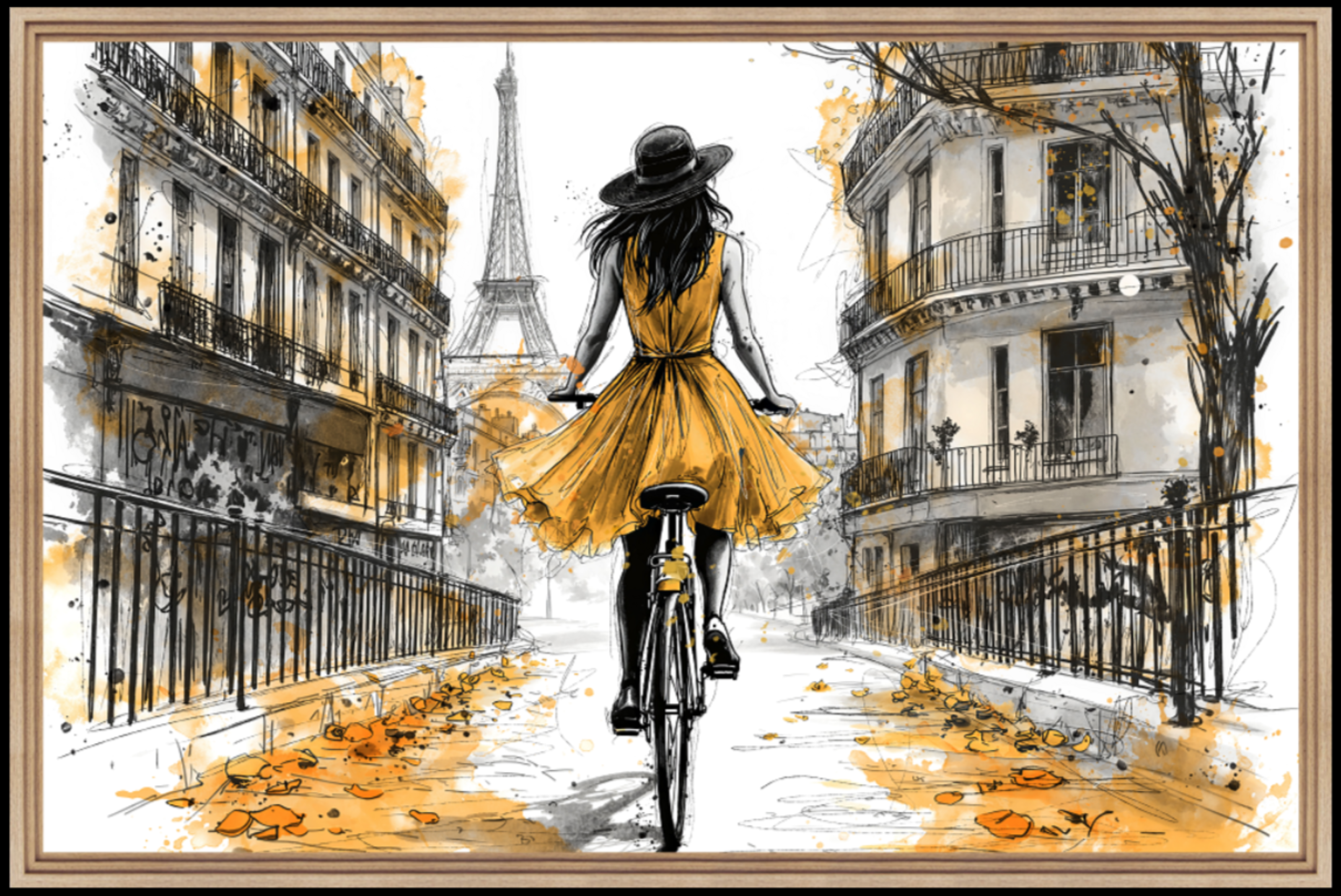 Tableau cadre en bois PARIS A VELO