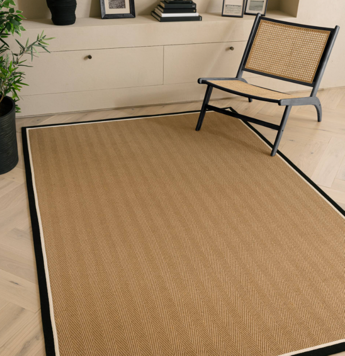 Alfombra moderna de yute DORO para dormitorio y salón 