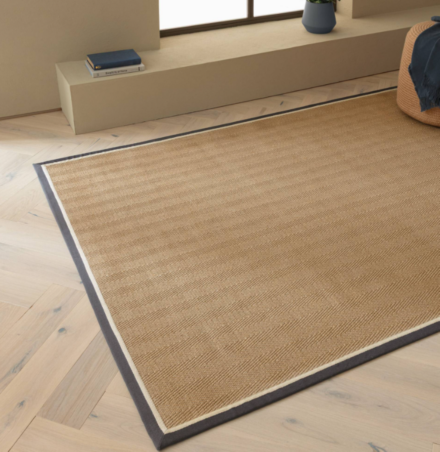 Alfombra moderna de yute DORO para dormitorio y salón 