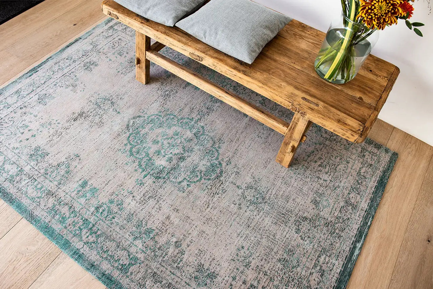Tapis de salon et chambre tissé plat MEDAILLON