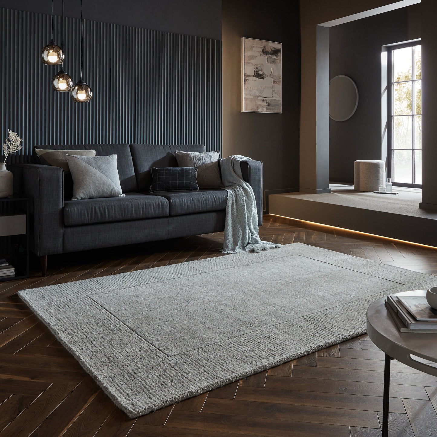 Tapis de salon uni en laine LEONE