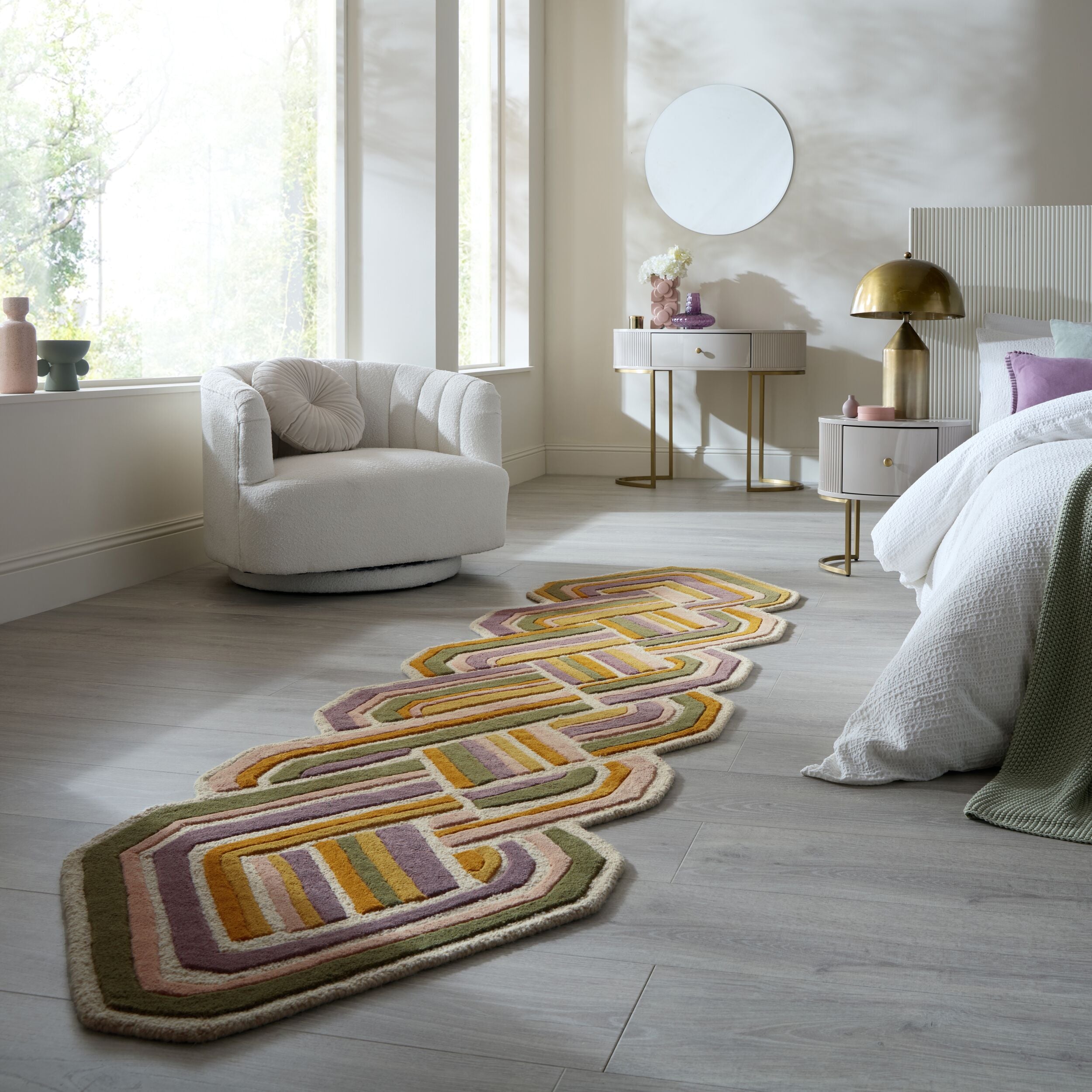 Tapis de salon, chambre et couloir pure laine SHELLY