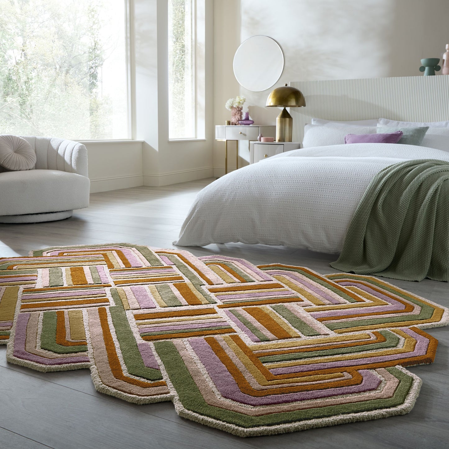 Tapis de salon, chambre et couloir pure laine SHELLY
