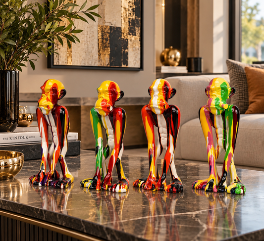 Conjunto de 4 estatuas de monos Escultura Moderna