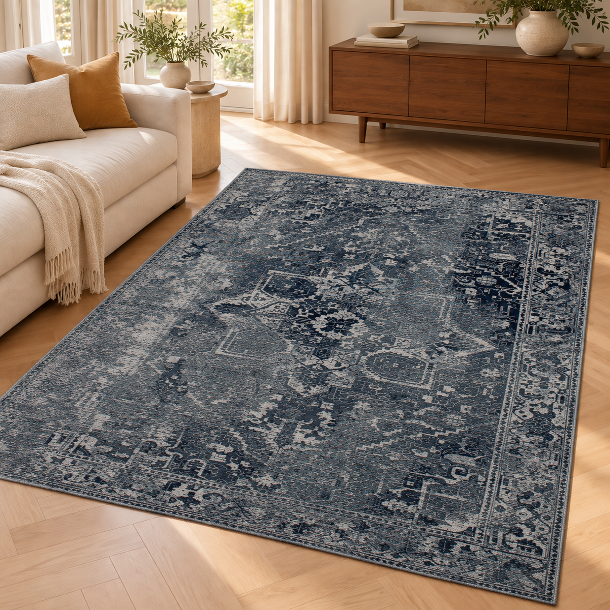 Alfombra moderna de tejido plano para sala de estar CROWN