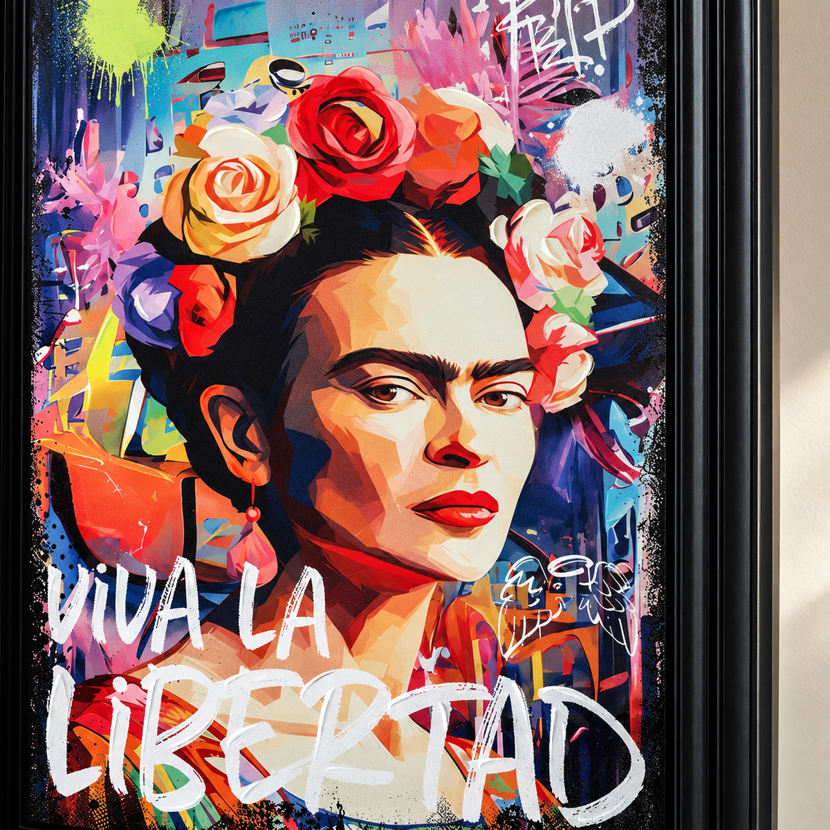 Cuadro con marco de madera de FRIDA 