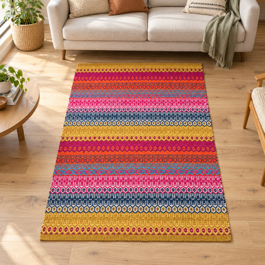 Tapis de salon coton moderne DAKAR dans une ambiance aménagée