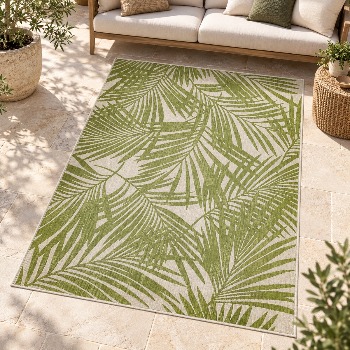 Tapis intérieur extérieur LOBBY PALM dans une ambiance aménagée