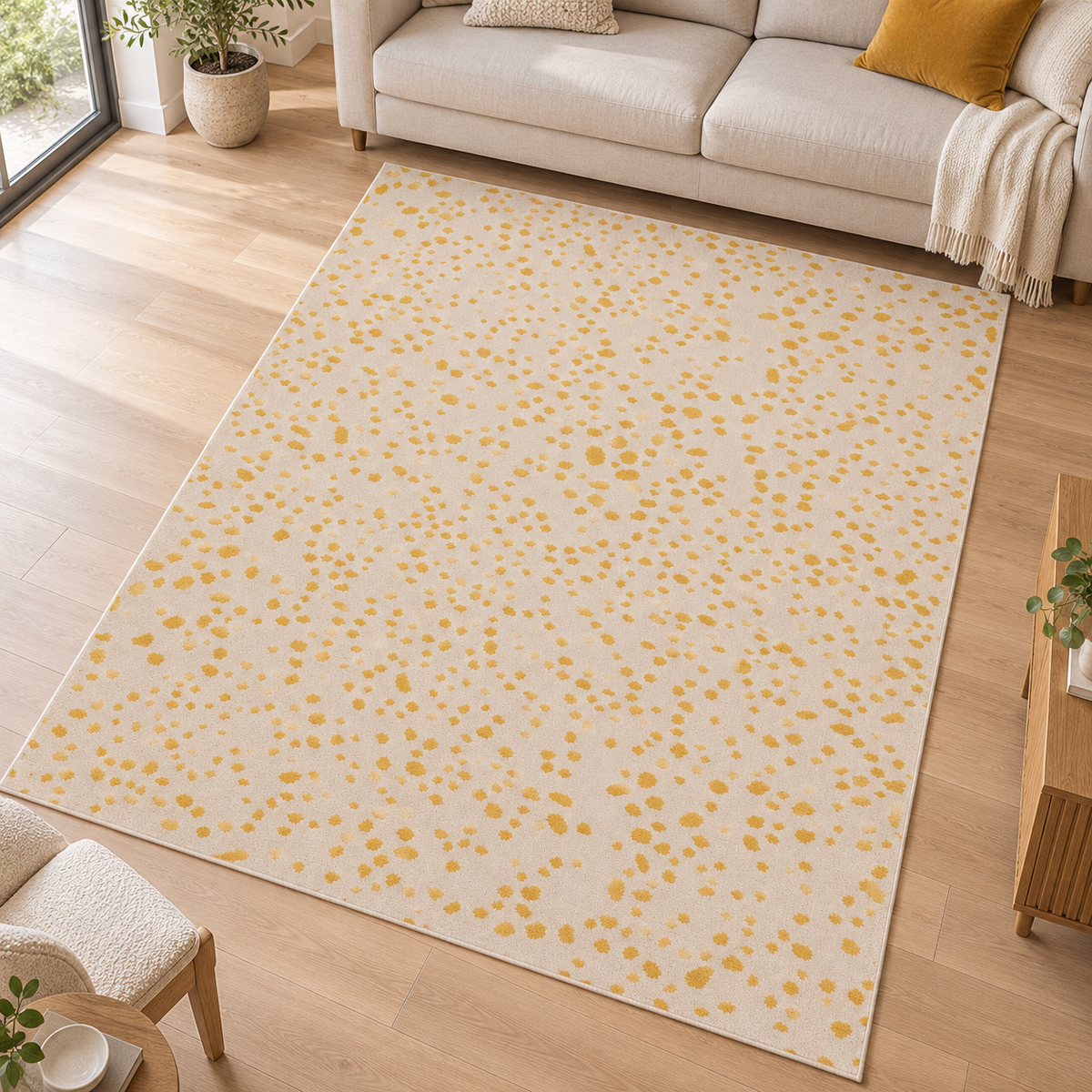 Tapis tissé plat moderne BUGGY en ambiance dans un salon