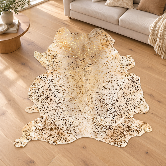 Tapis en peau de vachette cuir véritable FLY en ambiance
