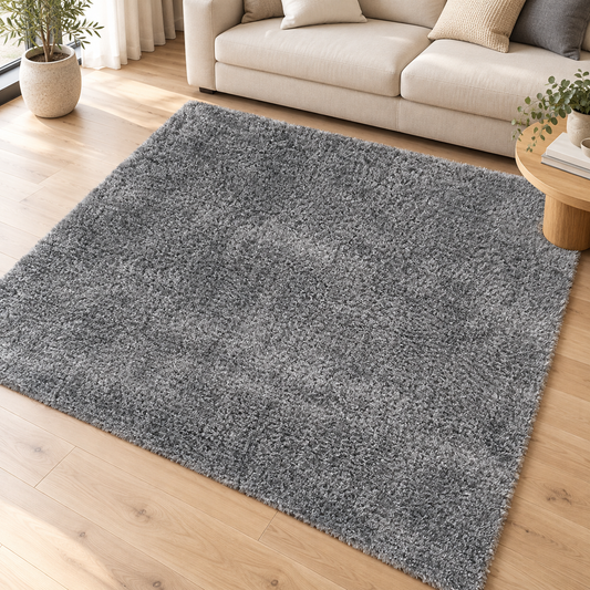 Tapis de salon Moderne poils longs DONNA Argent en ambiance