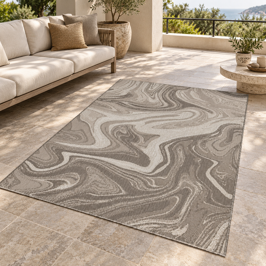 Tapis LOBBY MARBLE en ambiance sur une terrasse
