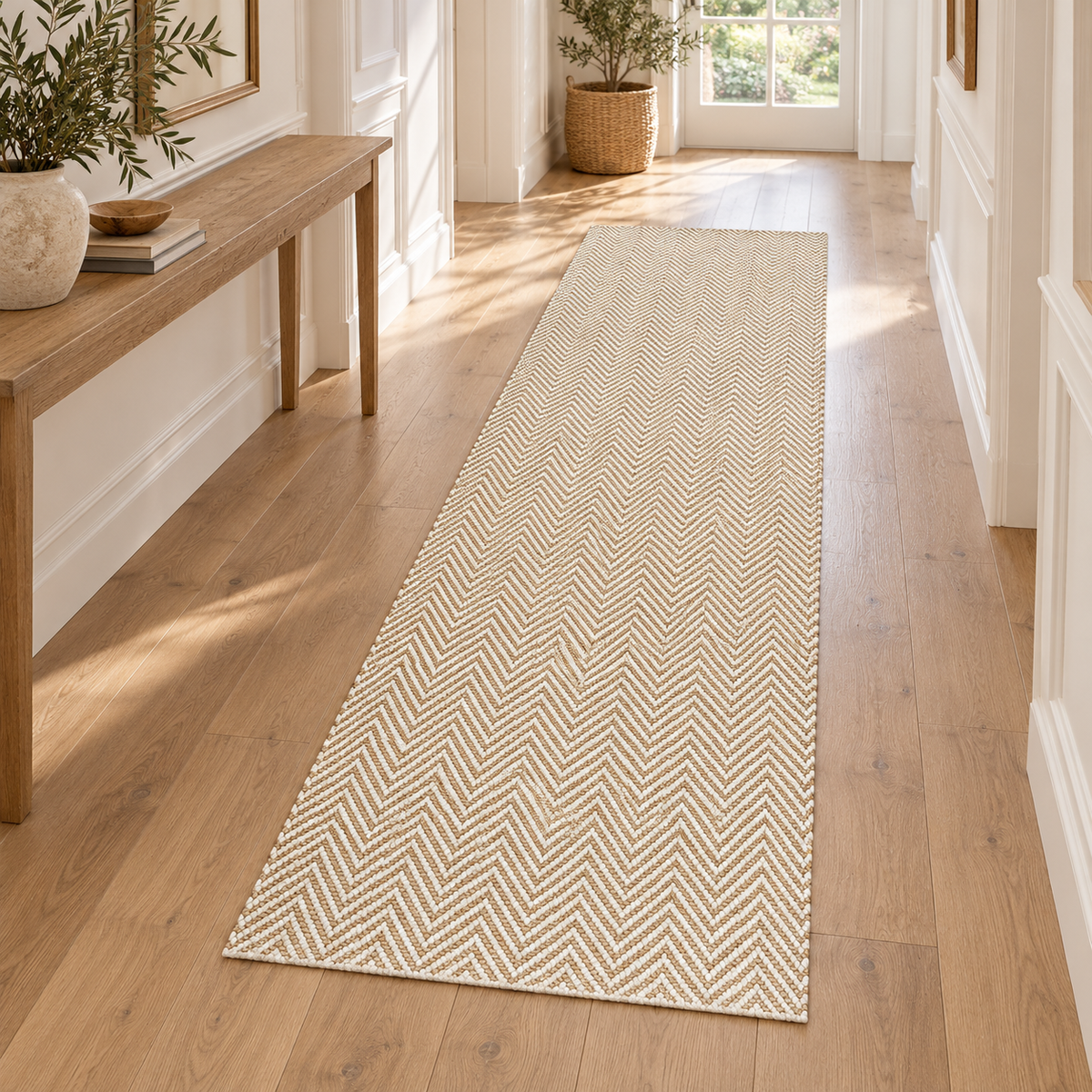 Tapis de couloir moderne jute et coton ARROW SM en situation