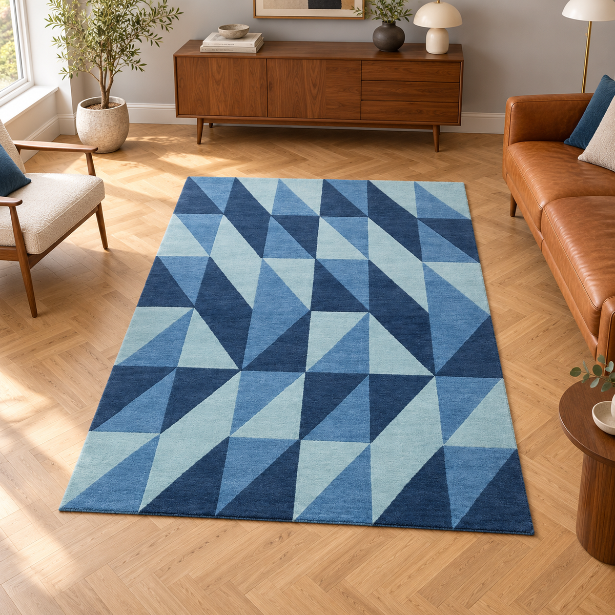 Tapis de salon laine Design ATOLL — tapis entier en situation
