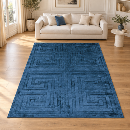 Tapis de salon moderne en viscose tissé main QUINSLEY en situation