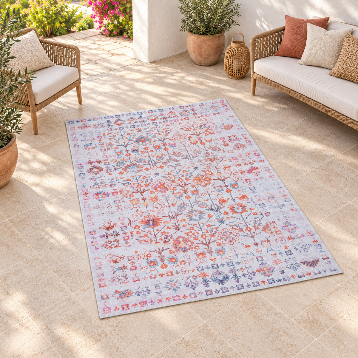 Tapis intérieur extérieur mosaique CAMILA — tapis entier en situation