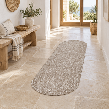 Tapis rond ou oval style jute intérieur extérieur JUTY — tapis entier en situation