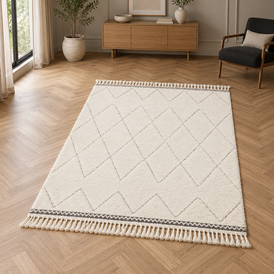Tapis ASILAH entièrement visible en situation — ambiance Novatrend