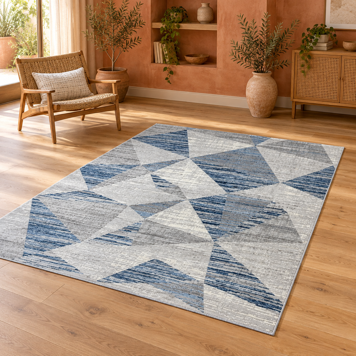 Tapis BLOCKS entièrement visible en situation — ambiance Novatrend