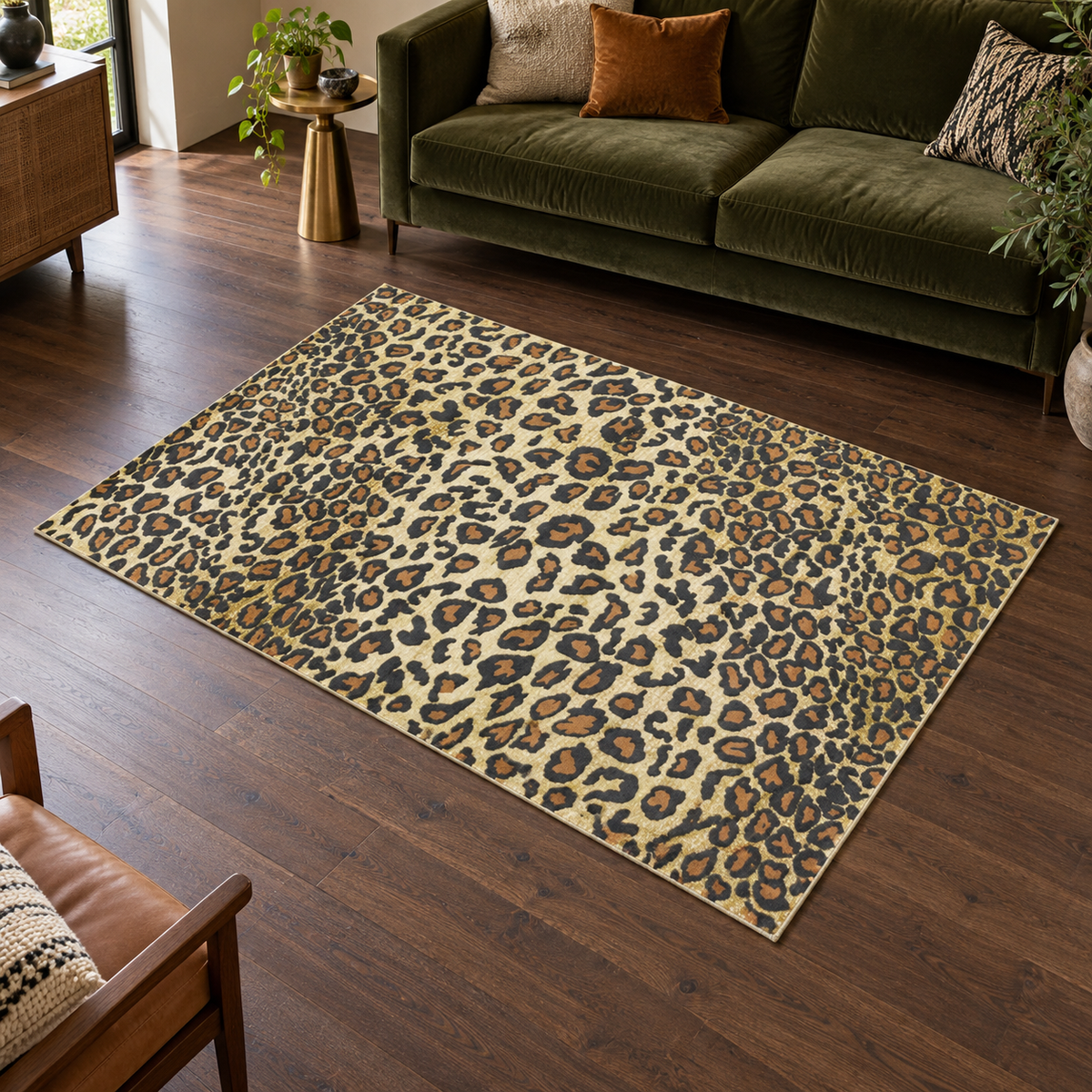 Tapis CYPHER-LEOPARD entièrement visible en situation — ambiance Novatrend