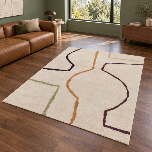 Tapis EDGY entièrement visible en situation — ambiance Novatrend