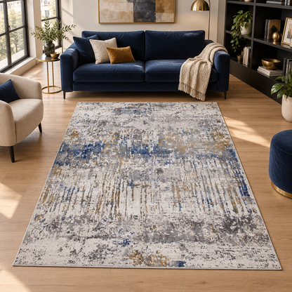 Tapis GLIMSON entièrement visible en situation — ambiance Novatrend