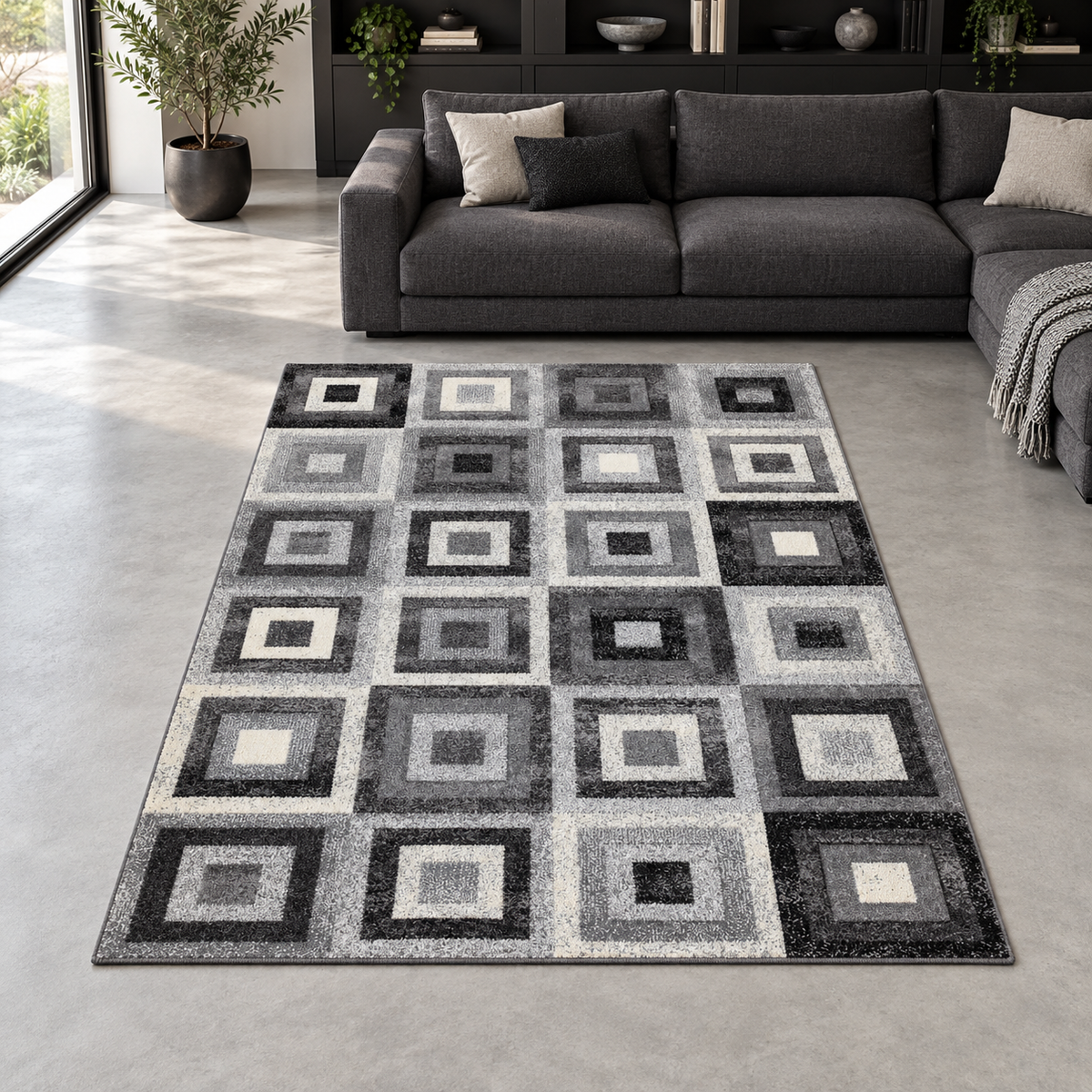 Tapis GOYA entièrement visible en situation — ambiance Novatrend