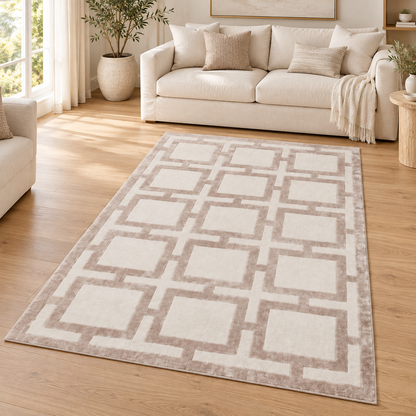 Tapis NOTE Beige dans un salon élégant