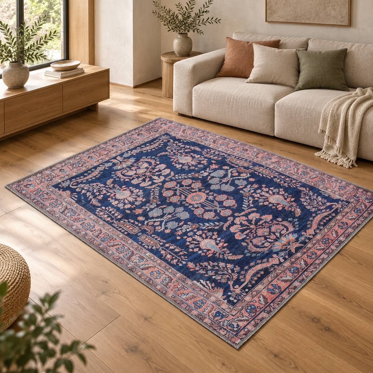 Tapis PERSY entièrement visible en situation — ambiance Novatrend
