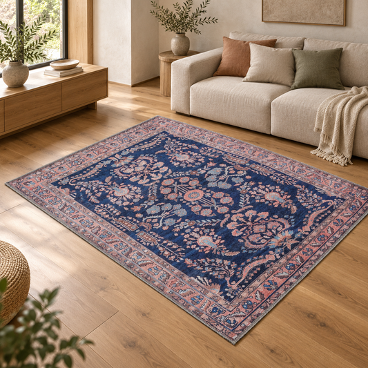 Tapis PERSY entièrement visible en situation — ambiance Novatrend