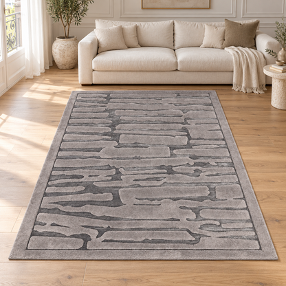 Tapis RIFT entièrement visible en situation — ambiance Novatrend