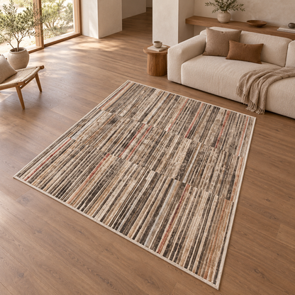 Tapis RUSTECO entièrement visible en situation — ambiance Novatrend