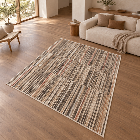 Tapis RUSTECO entièrement visible en situation — ambiance Novatrend