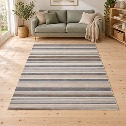 Tapis STRIPES entièrement visible en situation — ambiance Novatrend