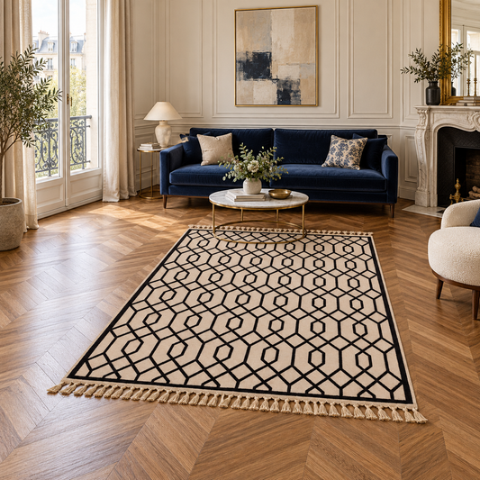 Tapis TORSY entièrement visible en situation — ambiance Novatrend