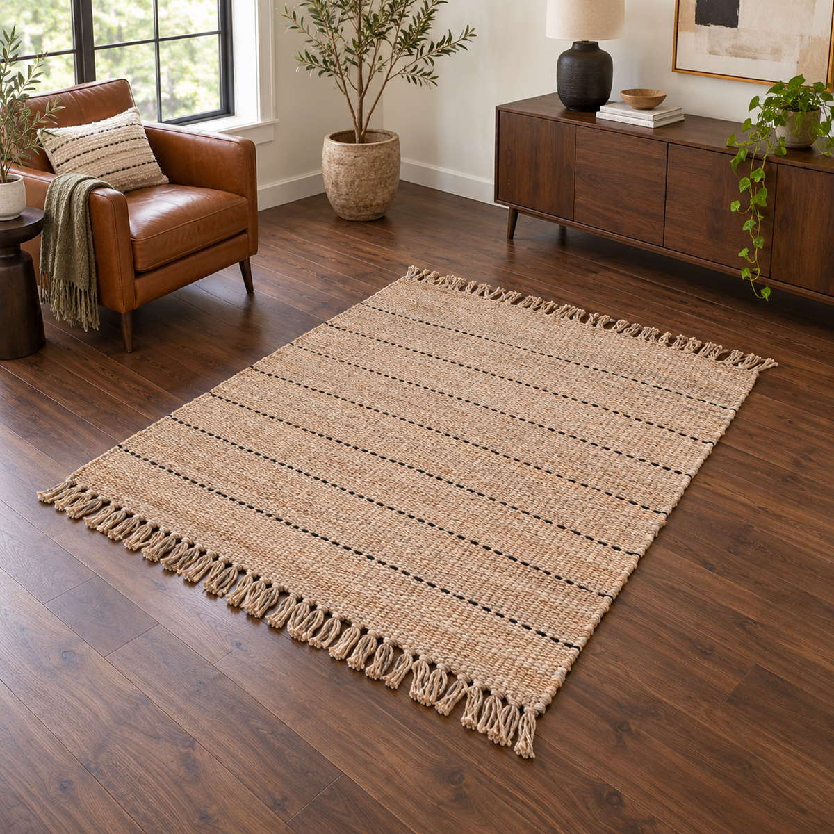 Tapis YAMA entièrement visible en situation — ambiance Novatrend