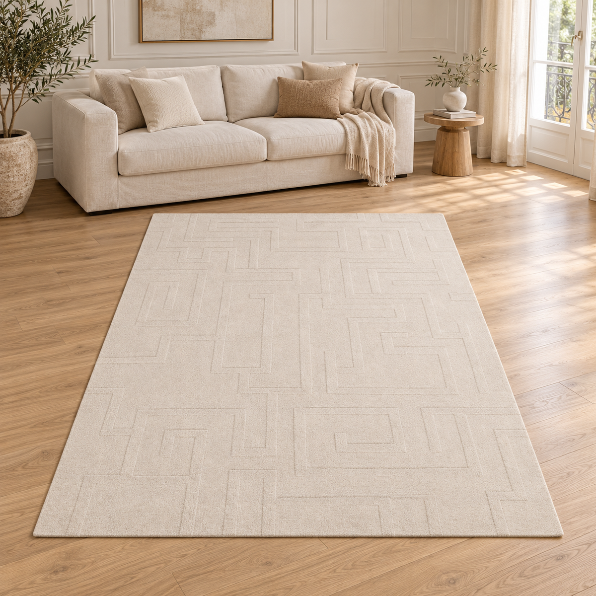 Tapis ZEMA entièrement visible en situation — ambiance Novatrend