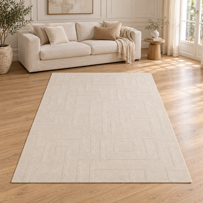 Tapis ZEMA entièrement visible en situation — ambiance Novatrend