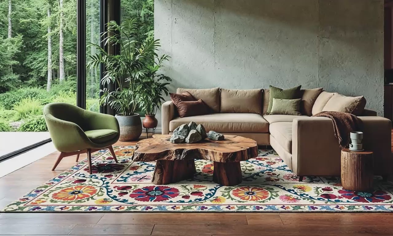 Charger la vidéo : Tapis style orient tissé plat TABRY