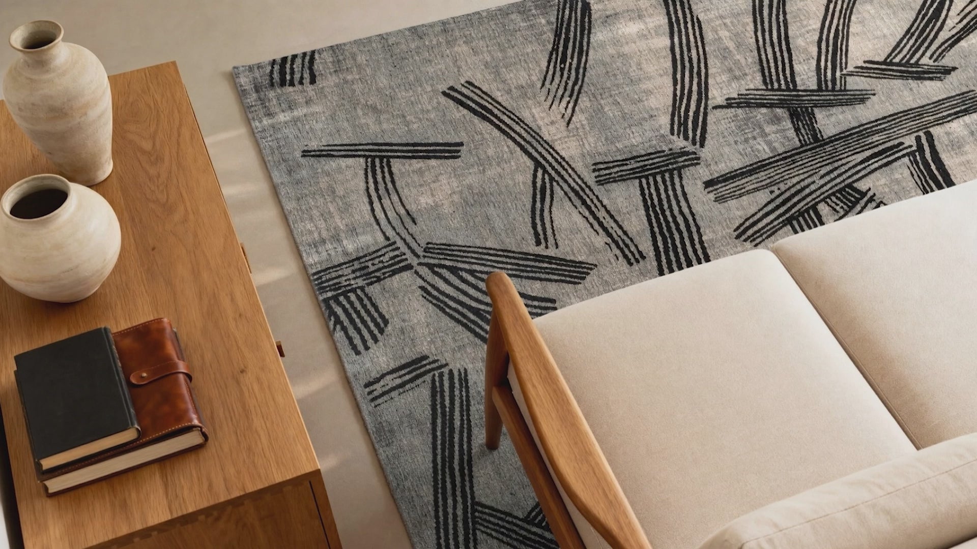 Charger la vidéo : Tapis moderne tissé plat KATANA