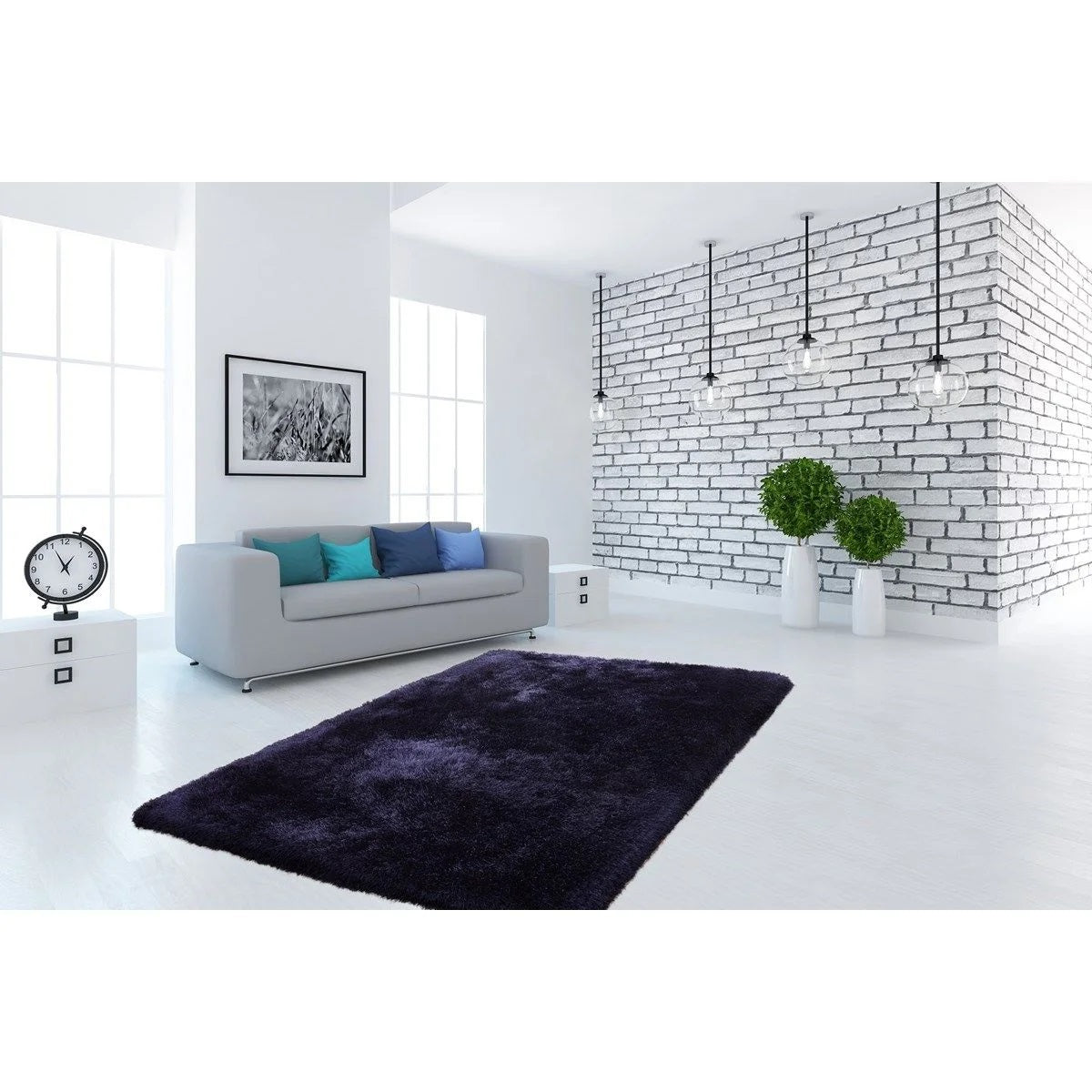 Tapis moderne shaggy tufté main WARMY