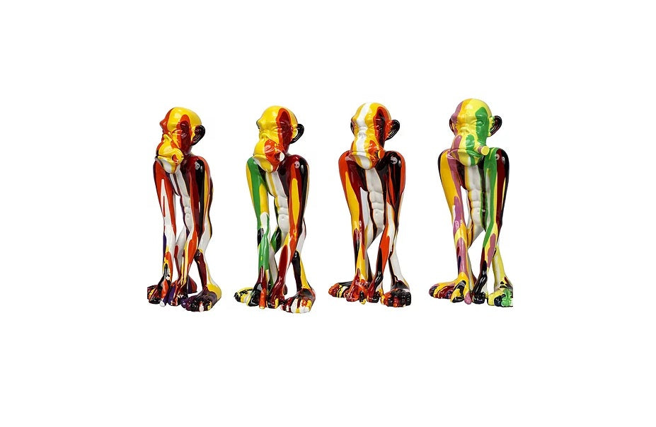 Set de 4 singes statue Sculpture Moderne - Novatrend 