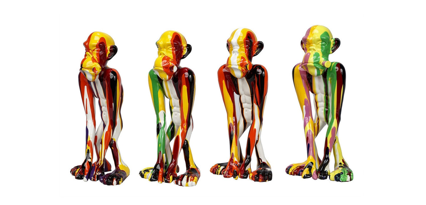 Set de 4 singes statue Sculpture Moderne - Novatrend 