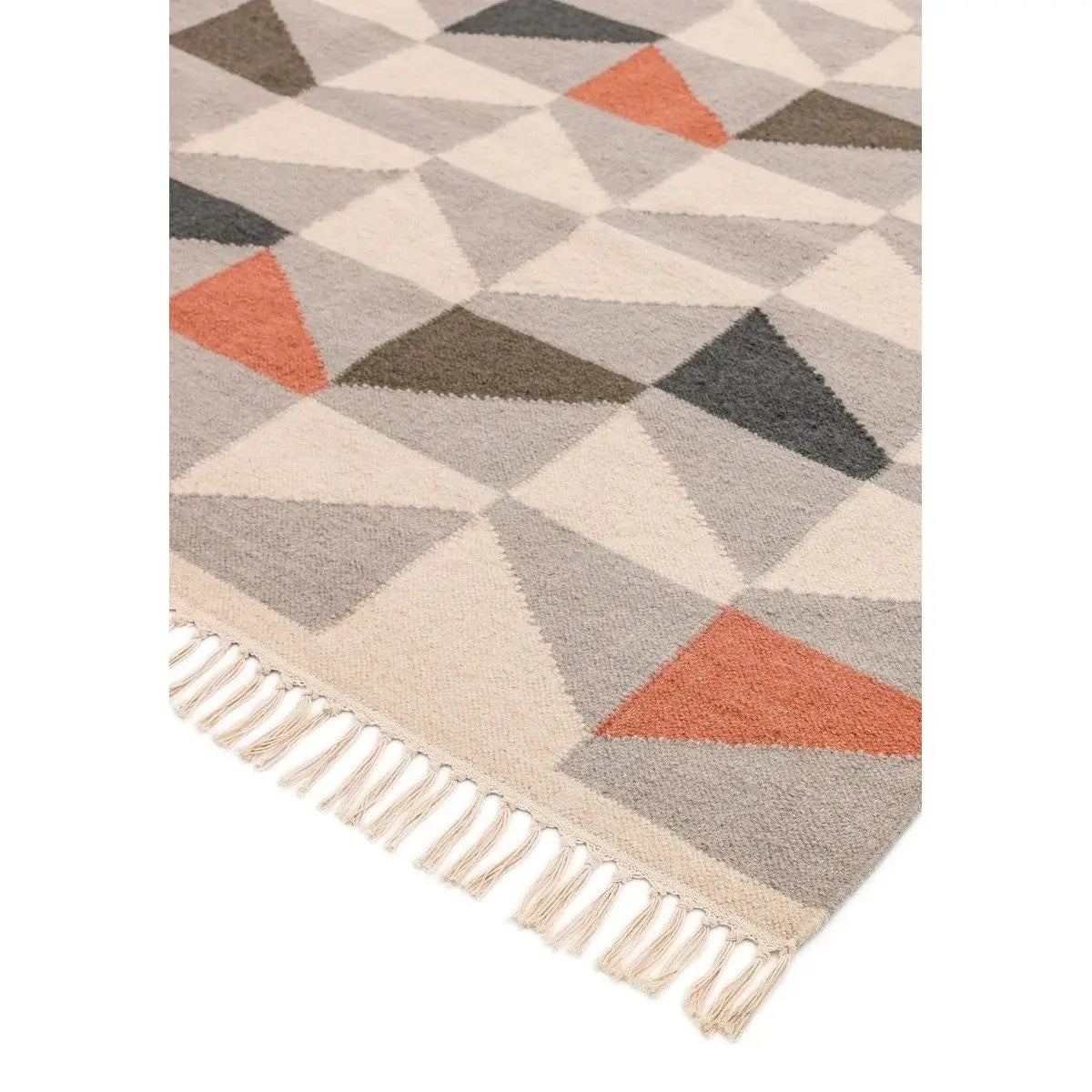 Tapis pure laine à franges JITNEY GEO - Novatrend 