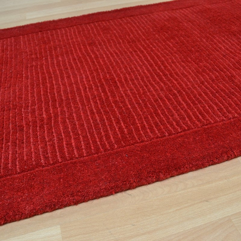 Tapis de couloir uni pure laine CANDY Rouge - Novatrend 