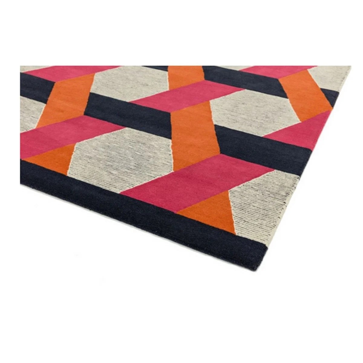 Tapis de salon en laine tissé plat CAMPTON